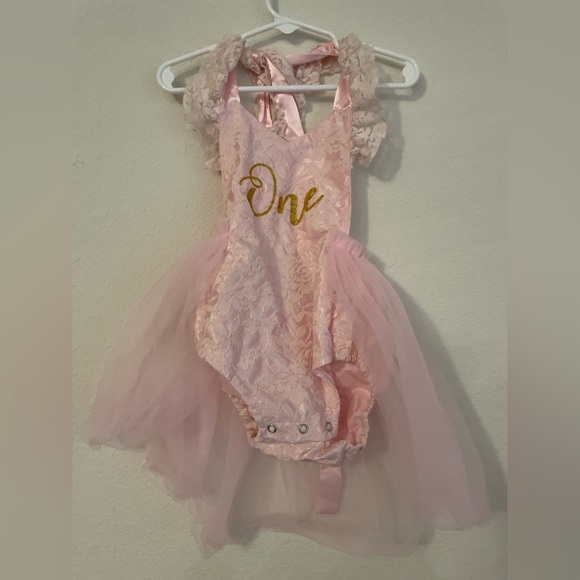 Pink 'One' Birthday Tutu Romper - Picture 3 of 5